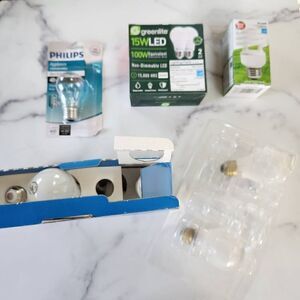 Greenlite 15w LED light bulb bundle 40w clear A15 Phillips 40 watt  10lightbulb